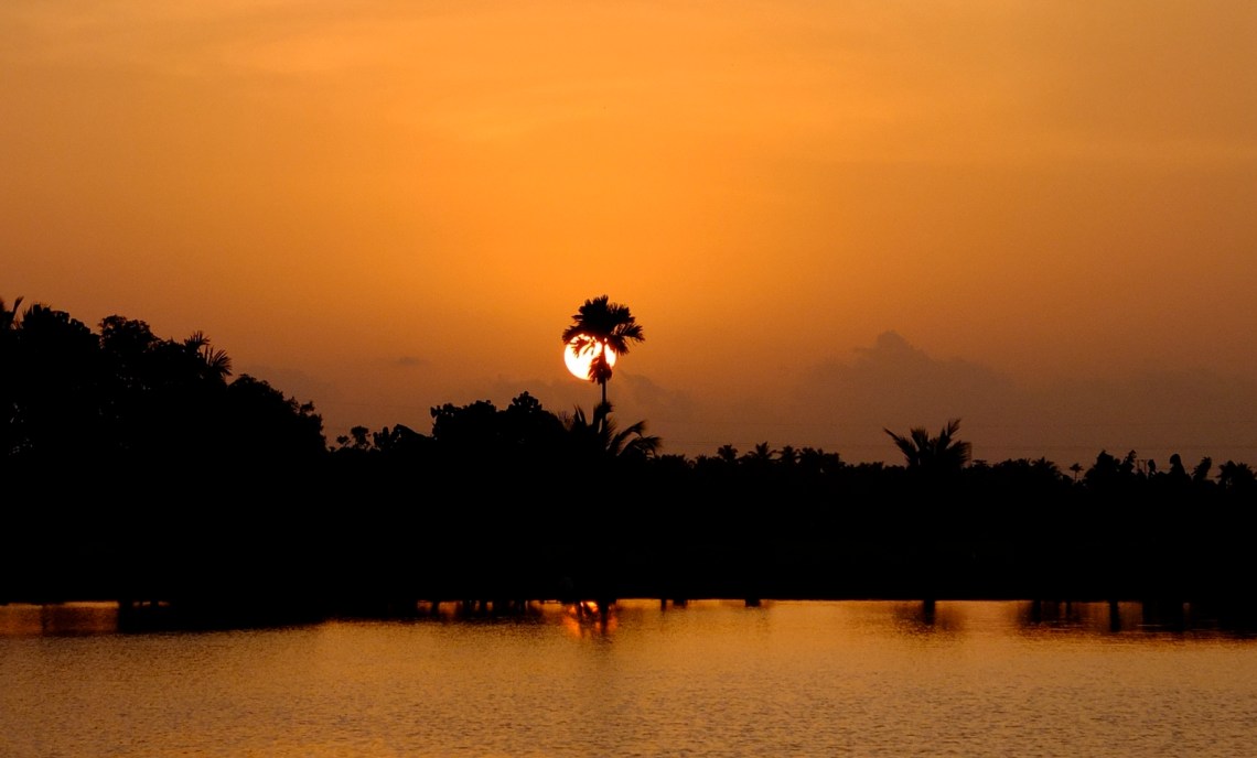 Sunset in the backwaters of Kerala